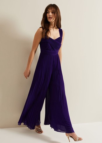 Phase Eight Lucia Pleated Bodice Jumpsuit Purple USA | 4803925-XV